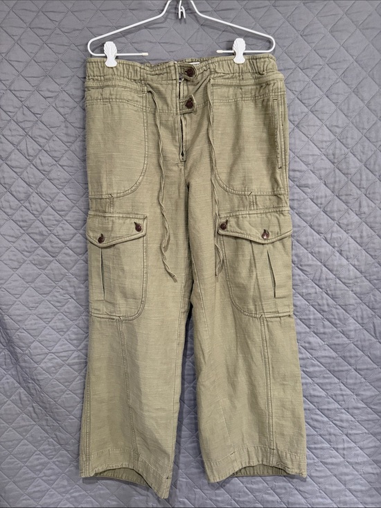 We The Free Pants - Free People We The Free Ave Pull-On Olive Cargo Pants Drawstring Olive Green L